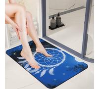 Diatom Mud Door Mat 20x32 0.15" Thin White Fantasy Dream Catcher Bath Mats for Bathroom with Non-Slip TPR Backing Ultra Absorbent Low Profile Entryway Rug for Indoor Outdoor Entrance Shower Bathtub