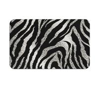 Diatomaceous Bath Mat, Super Absorbent & Fast Drying - Non-Slip Bathroom Mats Black and White Zebra Print Floor Mat for Bathroom, Kitchen, Entryway 50x80cm