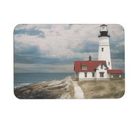 Diatomaceous Bath Mat, Super Absorbent & Fast Drying - Non-Slip Bathroom Mats Lighthouse Backdrop Floor Mat for Bathroom, Kitchen, Entryway 40x60cm