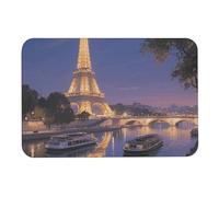 Diatomaceous Bath Mat, Super Absorbent & Fast Drying - Non-Slip Bathroom Mats Night View of The Eiffel Tower in Paris Floor Mat for Bathroom, Kitchen, Entryway 40x60cm