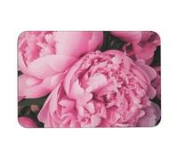 Diatomaceous Bath Mat, Super Absorbent & Fast Drying - Non-Slip Bathroom Mats Pink Peony Floor Mat for Bathroom, Kitchen, Entryway 40x60cm