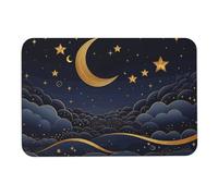Diatomaceous Bath Mat, Super Absorbent & Fast Drying - Non-Slip Bathroom Mats There are Stars and Moon on It Floor Mat for Bathroom, Kitchen, Entryway 40x60cm