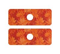 Diatomaceous dry stone mat for kitchen sink reusable & decorated set of 2 drain mats for kitchen Prevents Moisture Buildup 14.7x5.4in -- Leaves Reddish Orange