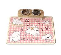 Diatomaceous Earth 30 x 40 cm Cute Cartoon Placemat, Absorbent, Non-Slip, Splash-Proof, Owl Mat, Water Bowl Mats for Dogs and Cats, Protect the Floor from Spilled Wings