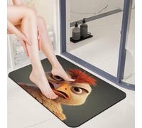 Diatomaceous Earth Angry Cartoon Chicken Bath Mat 20x32 Ultra-Absorbent & Fast-Drying Floor Mat with Non-Slip Rubber Backing Thin 0.15" Profile for Bathroom Entryway Doorway Mud Dog Food Mat