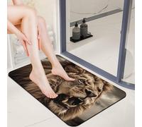 Diatomaceous Earth Angry Lion Bath Mat Non Slip Quick Dry Welcome Front Door Mats 20x32 Dirt Trapper Mud Mats for Dog Paws 0.15" Thin Floor Mat for Bathroom Entryway Shower Sink