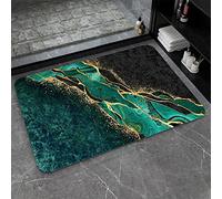 Diatomaceous Earth Bath Mat,Black and Green Gold Marble Non-Slip Volume Super Absorbent Fast Drying for Bathroom Kitchen Door mat,Eco-Friendly Easy to Clean 16×24Inch (40*60cm)