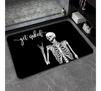 Diatomaceous Earth Bath Mat,Black Funny Skull Non-Slip Volume Super Absorbent Fast Drying for Bathroom Kitchen Door mat,Eco-Friendly Easy to Clean