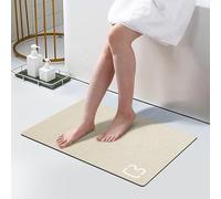 Diatomaceous Earth Bath Mat Rugs 15.7" x 23.6" Quick Dry Super Absorbent Non Slip Rubber BottomThin Bathroom Mat Fit Under Door, Floor Rugs in Front of Bathtub, Beige