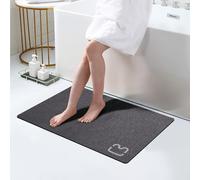 Diatomaceous Earth Bath Mat Rugs Quick Dry Super Absorbent Non Slip Rubber BottomThin Bathroom Mat Fit Under Door, Floor Rugs in Front of Bathtub,Shower Room,Sink,Washable, 17" x 32", Dark Grey