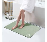 Diatomaceous Earth Bath Mat Rugs Quick Dry Super Absorbent Non Slip Rubber BottomThin Bathroom Mat Fit Under Door, Floor Rugs in Front of Bathtub,Shower Room,Sink,Washable, 17" x 32", Sage Green