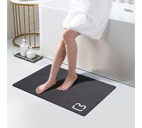 Diatomaceous Earth Bath Mat Rugs Quick Dry Super Absorbent Non Slip Rubber BottomThin Bathroom Mat Fit Under Door, Floor Rugs in Front of Bathtub,Shower Room,Sink,Washable, 15.7" x 23.6", Dark Grey
