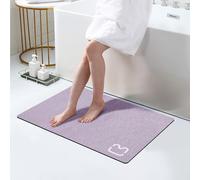 Diatomaceous Earth Bath Mat Rugs Quick Dry Super Absorbent Non Slip Rubber BottomThin Bathroom Mat Fit Under Door, Floor Rugs in Front of Bathtub,Shower Room,Sink,Washable, 17" x 32", Lavender