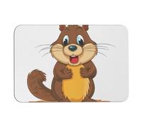 Diatomaceous Earth Bath Mat Super Absorbent Cartoon Animated Beaver Bathroom Rug Non-Slip Quick-Dry Floor Mat for Bathroom, Kitchen, Vanity, Entryway - Machine Washable