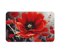 Diatomaceous Earth Bath Mat Super Absorbent Dancing Red Flower Bathroom Rug Non-Slip Quick-Dry Floor Mat for Bathroom, Kitchen, Vanity, Entryway - Machine Washable
