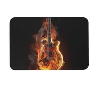 Diatomaceous Earth Bath Mat Super Absorbent Fire Guitar Bathroom Rug Non-Slip Quick-Dry Floor Mat for Bathroom, Kitchen, Vanity, Entryway - Machine Washable