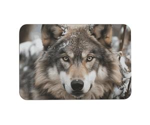 Diatomaceous Earth Bath Mat Super Absorbent Lmage of Wolf in The Snow Bathroom Rug Non-Slip Quick-Dry Floor Mat for Bathroom, Kitchen, Vanity, Entryway - Machine Washable