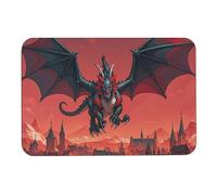 Diatomaceous Earth Bath Mat - Super Absorbent Quick Dry Door Mats Non-Slip Bathroom Rug Cool Red Black Dragon Floor Mat for Bath, Shower, Sink, Kitchen, Easy to Clean 40x60cm