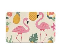 Diatomaceous Earth Bath Mat - Super Absorbent Quick Dry Door Mats Non-Slip Bathroom Rug Flamingos and Pineapples Floor Mat for Bath, Shower, Sink, Kitchen, Easy to Clean 50x80cm
