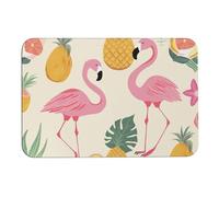 Diatomaceous Earth Bath Mat - Super Absorbent Quick Dry Door Mats Non-Slip Bathroom Rug Flamingos and Pineapples Floor Mat for Bath, Shower, Sink, Kitchen, Easy to Clean 40x60cm