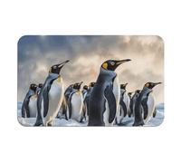 Diatomaceous Earth Bath Mat - Super Absorbent Quick Dry Door Mats Non-Slip Bathroom Rug Sea Penguin Floor Mat for Bath, Shower, Sink, Kitchen, Easy to Clean 50x80cm