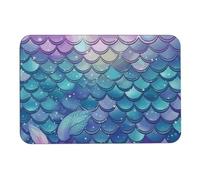 Diatomaceous Earth Bath Mat - Super Absorbent Quick Dry Door Mats Non-Slip Bathroom Rug Water Lily Mermaid Scales Floor Mat for Bath, Shower, Sink, Kitchen, Easy to Clean 40x60cm