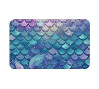 Diatomaceous Earth Bath Mat - Super Absorbent Quick Dry Door Mats Non-Slip Bathroom Rug Water Lily Mermaid Scales Floor Mat for Bath, Shower, Sink, Kitchen, Easy to Clean 50x80cm