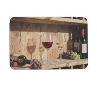 Diatomaceous Earth Bath Mat Super Absorbent Red and White Wine Glasses Bathroom Rug Non-Slip Quick-Dry Floor Mat for Bathroom, Kitchen, Vanity, Entryway - Machine Washable