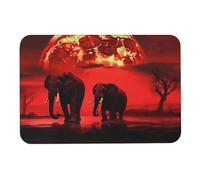 Diatomaceous Earth Bath Mat Super Absorbent Red Full Moon Elephants Bathroom Rug Non-Slip Quick-Dry Floor Mat for Bathroom, Kitchen, Vanity, Entryway - Machine Washable