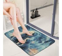 Diatomaceous Earth Door Mats 16x24 Ultra Thin Bath & Shower Mat Non-Slip Fast Absorbing Outdoor Polar Bears Doormats Quick Dry Floor Mat for Entryway Bathroom Laundry Mudroom Decor