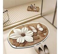 Diatomaceous Earth Floor Mat, Non-Slip Bath Rug with 3D Flower Design for Bedroom, Kitchen, Bathroom, and Living Room
