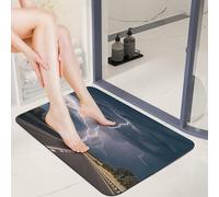 Diatomaceous Earth Highway Tornado Lightning Bath Mat 16x24 Ultra-Absorbent & Fast-Drying Floor Mat with Non-Slip Rubber Backing Thin 0.15" Profile for Bathroom Entryway Doorway Mud Dog Food Mat