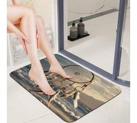 Diatomaceous Earth Native American Dream Catcher Bath Mat Non Slip Quick Dry Welcome Front Door Mats 16x24 Dirt Trapper Mud Mats for Dog Paws 0.15" Thin Floor Mat for Bathroom Entryway Shower Sink