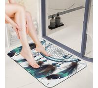Diatomaceous Earth Native American Dream Catcher Bath Mat Non Slip Quick Dry Welcome Front Door Mats 16x24 Dirt Trapper Mud Mats for Dog Paws 0.15" Thin Floor Mat for Bathroom Entryway Shower Sink