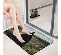Diatomaceous Earth The Witch of Darkness Bath Mat Non Slip Quick Dry Welcome Front Door Mats 20x32 Dirt Trapper Mud Mats for Dog Paws 0.15" Thin Floor Mat for Bathroom Entryway Shower Sink