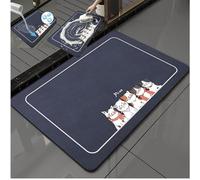 Diatomaceous Quick Dry Bath Mat (Blue 40*60)-Hokkaido Japan Origin, Anti-Slip Rug with Cute Pet Design, Negative Ion Tech, Formaldehyde Decomposition & Antibacterial for Women & Pet Lovers