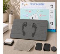 Diatomite Bath Mat - Quick-Drying, Non-Slip and Antibacterial - Stone Bath Mat for Bathrooms Modern/Classic - Design and Comfort for All - Diatomite Mat (Dark Grey, 60 x 39 cm)