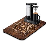 Diatomite Coffee Mat for Countertop 19"x12", Super Absorbent Quick Dry Espresso Machine Accessories, Hide Stains Rubber Backed Dish Drying Mat for Kitchen Bar Decor (Barista Wood)