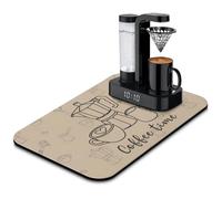 Diatomite Coffee Mat for Countertop 19"x12", Super Absorbent Quick Dry Espresso Machine Accessories, Hide Stains Rubber Backed Dish Drying Mat for Kitchen Bar Decor (Minimalist Line)