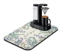 Diatomite Coffee Mat for Countertop 19"x12", Super Absorbent Quick Dry Espresso Machine Accessories, Hide Stains Rubber Backed Dish Drying Mat for Kitchen Bar Decor (Eucalyptus)