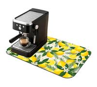 Diatomite Coffee Mat for Countertop 19"x12", Super Absorbent Quick Dry Espresso Machine Accessories, Hide Stains Rubber Backed Dish Drying Mat for Kitchen Bar Decor (Lemon)