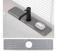 Diatomite Faucet Mat - 18'' Fast Drying Sink Splash Guard Water Absorbing Stone Sink Tray, Instant Faucet Mat for Kitchen & Bathroom Counter to Prevent Moisture Buildup