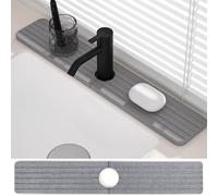 Diatomite Faucet Mat - 23.6'' Fast Drying Sink Splash Guard Water Absorbing Stone Sink Tray, Instant Faucet Mat for Kitchen Bathroom Counter to Prevent Moisture Buildup