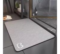 Diatomite Stone Absorbent Bath Mat, Rectangle Bathroom Mats Non Slip Washable, Large Quick Dry Non Slip Shower Mats, Machine Washable, Wet Room Shower Mat(Gray,45x70cm)