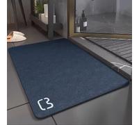 Diatomite Stone Absorbent Bath Mat, Rectangle Bathroom Mats Non Slip Washable, Large Quick Dry Non Slip Shower Mats, Machine Washable, Wet Room Shower Mat(Blue,80x100cm)