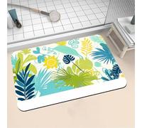 Diatomite Stone Bath Mat 100x160cm Super Absorbent Bathroom Mat, Non-Slip Quick Dry Bathroom Rug, Fast Drying Floor Bath Mats for Bathroom Toilet Bathtub Shower Room Doormat Kitchen Leaves 16-383