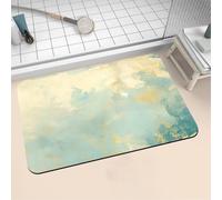 Diatomite Stone Bath Mat 140x200cm Super Absorbent Bathroom Mat, Non-Slip Quick Dry Bathroom Rug, Fast Drying Floor Bath Mats for Bathroom Toilet Bathtub Shower Room Doormat Kitchen Teal 16-1181