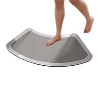 Diatomite Stone Bath Mat, 18x35 inch Absorbent Quick Dry Curved Bath Mat, Non Slip Curved Shower Rug for Bathroom, Mats