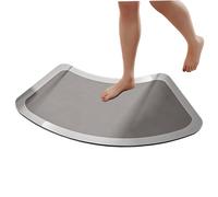 Diatomite Stone Bath Mat, 18x35 inch Absorbent Quick Dry Curved Bath Mat, Non Slip Curved Shower Rug for Bathroom