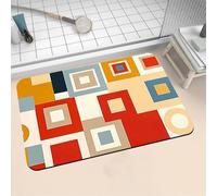 Diatomite Stone Bath Mat 50x80cm Super Absorbent Bathroom Mat, Non-Slip Quick Dry Bathroom Rug, Fast Drying Floor Bath Mats for Bathroom Toilet Bathtub Shower Room Doormat Kitchen Rainbow 16-1333